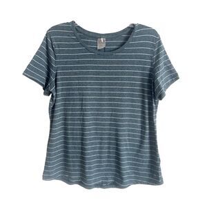 Calia By Carrie Underwood Body Breeze Everyday Short Sleeve Stripe Shirt Large